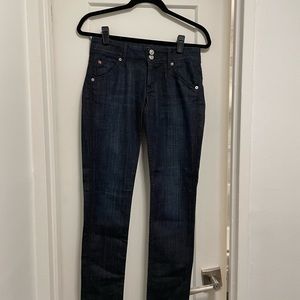 Straight leg dark denim